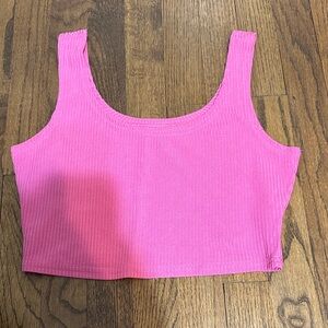 Women’s Pink Ribbed Crop Tank Top